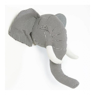 Wild & Soft dierenkop abstract olifant Andrew zwart/wit